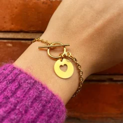 Bracelet chaîne fine coeur "Lou" doré