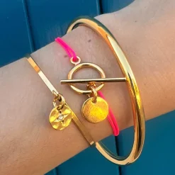 Bracelet fin médaille doré "Lou"