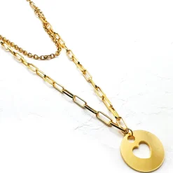 Collier sautoir doré cœur "Maeva"